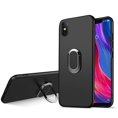 Ultra-thin Silicone Gel Soft Case with Magnetic Finger Ring Stand for Xiaomi Mi 8 Screen Fingerprint Edition Black
