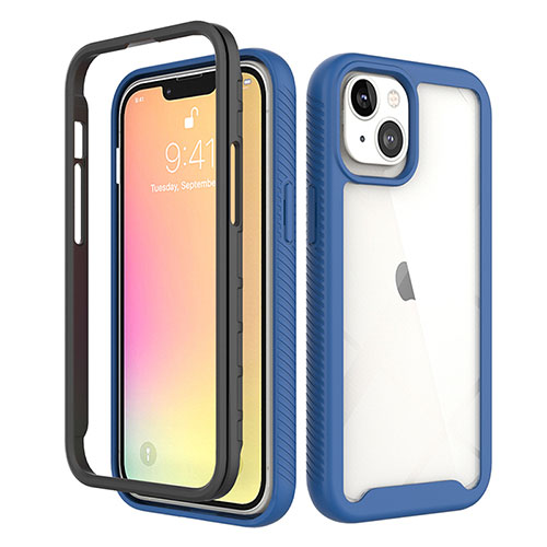 Ultra-thin Silicone Gel Soft Matte Finish Front and Back Case 360 Degrees Cover for Apple iPhone 13 Blue