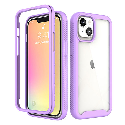 Ultra-thin Silicone Gel Soft Matte Finish Front and Back Case 360 Degrees Cover for Apple iPhone 13 Mini Purple