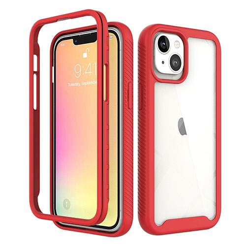 Ultra-thin Silicone Gel Soft Matte Finish Front and Back Case 360 Degrees Cover for Apple iPhone 14 Plus Red