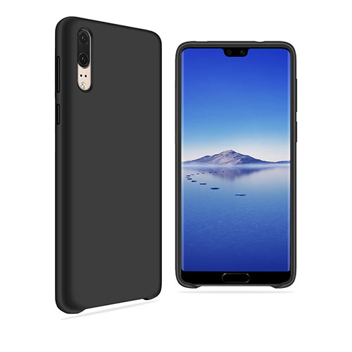 Ultra-thin Silicone Gel Soft Matte Finish Front and Back Case 360 Degrees Cover for Huawei P20 Black