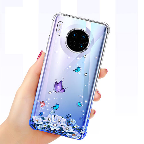 Ultra-thin Transparent Butterfly Soft Case Cover for Huawei Mate 30 Blue