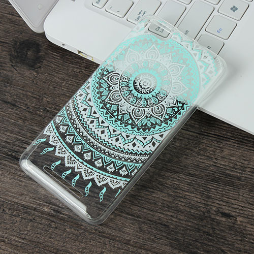 Ultra-thin Transparent Flowers Soft Case Cover for Wiko Lenny 3 Cyan