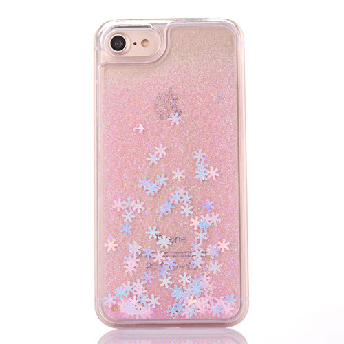 Ultra-thin Transparent Flowers Soft Case Cover T01 for Apple iPhone 8 Pink
