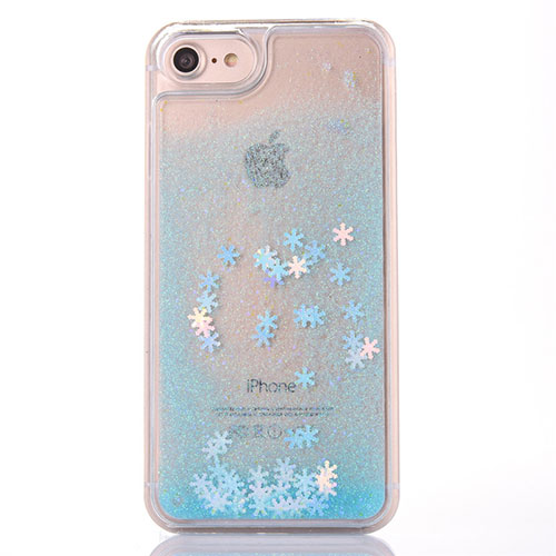Ultra-thin Transparent Flowers Soft Case Cover T01 for Apple iPhone 8 Sky Blue