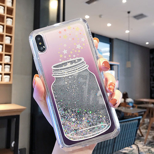 Ultra-thin Transparent Flowers Soft Case Cover T01 for Apple iPhone X Gray