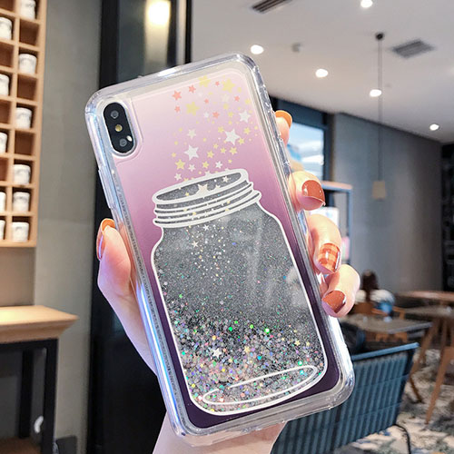 Ultra-thin Transparent Flowers Soft Case Cover T01 for Apple iPhone Xs Gray