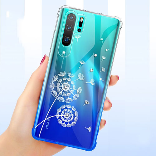 Ultra-thin Transparent Flowers Soft Case Cover T01 for Huawei P30 Pro White