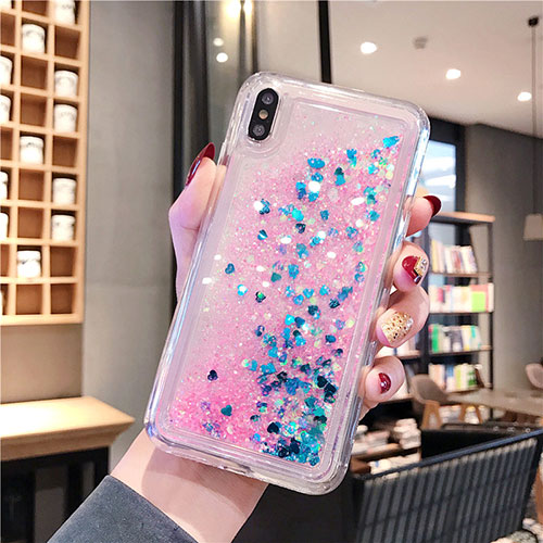 Ultra-thin Transparent Flowers Soft Case Cover T02 for Apple iPhone X Pink