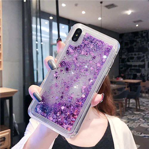Ultra-thin Transparent Flowers Soft Case Cover T02 for Apple iPhone X Purple