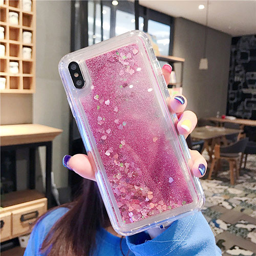 Ultra-thin Transparent Flowers Soft Case Cover T02 for Apple iPhone X Rose Gold