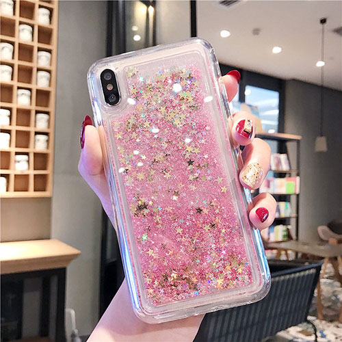 Ultra-thin Transparent Flowers Soft Case Cover T02 for Apple iPhone Xs Gold