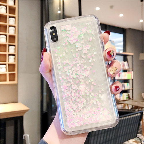 Ultra-thin Transparent Flowers Soft Case Cover T02 for Apple iPhone Xs Max White
