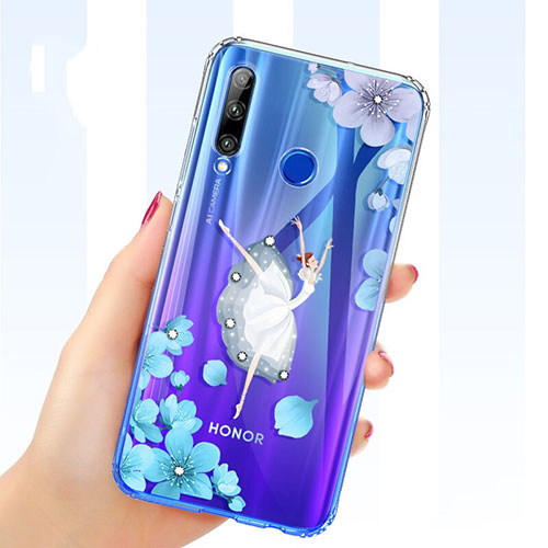 Ultra-thin Transparent Flowers Soft Case Cover T03 for Huawei P Smart+ Plus (2019) White