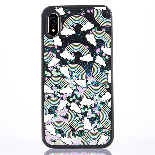 Ultra-thin Transparent Flowers Soft Case Cover T06 for Apple iPhone XR Black