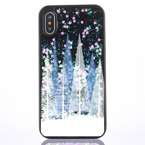 Ultra-thin Transparent Flowers Soft Case Cover T09 for Apple iPhone Xs Max Sky Blue