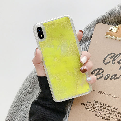 Ultra-thin Transparent Flowers Soft Case Cover T10 for Apple iPhone XR Yellow