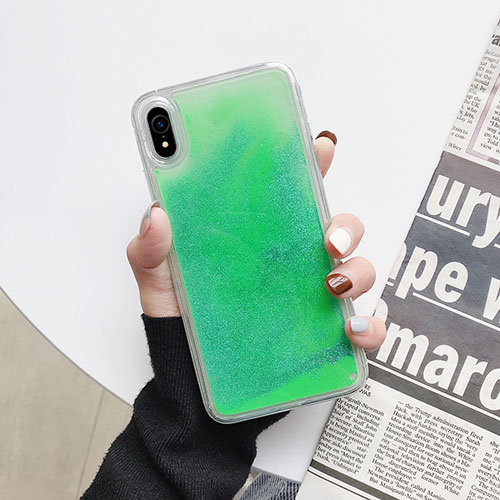 Ultra-thin Transparent Flowers Soft Case Cover T12 for Apple iPhone XR Green