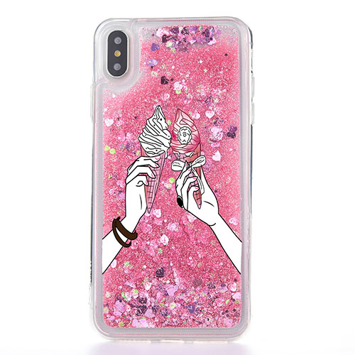 Ultra-thin Transparent Flowers Soft Case Cover T20 for Apple iPhone Xs Max Red