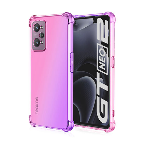 Ultra-thin Transparent Gel Gradient Soft Case Cover for Realme GT Neo 3T 5G Hot Pink