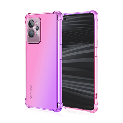 Ultra-thin Transparent Gel Gradient Soft Case Cover for Realme GT2 Pro 5G Hot Pink