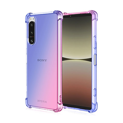 Ultra-thin Transparent Gel Gradient Soft Case Cover for Sony Xperia 1 IV Pink