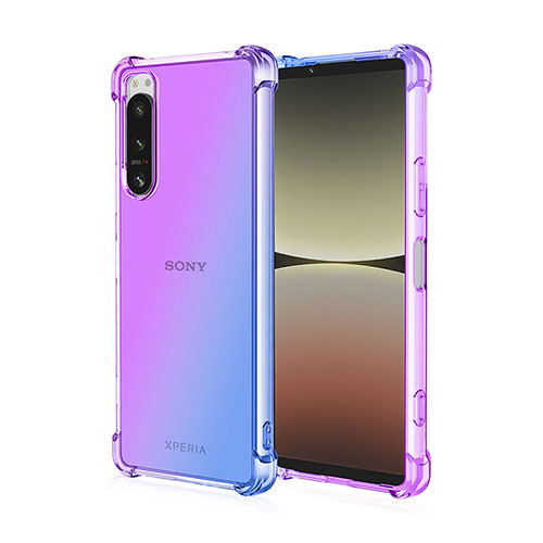 Ultra-thin Transparent Gel Gradient Soft Case Cover for Sony Xperia 5 II Blue