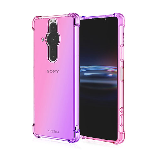 Ultra-thin Transparent Gel Gradient Soft Case Cover for Sony Xperia PRO-I Clove Purple
