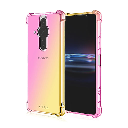 Ultra-thin Transparent Gel Gradient Soft Case Cover for Sony Xperia PRO-I Yellow