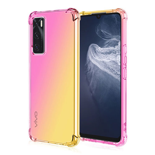 Ultra-thin Transparent Gel Gradient Soft Case Cover for Vivo V20 SE Yellow