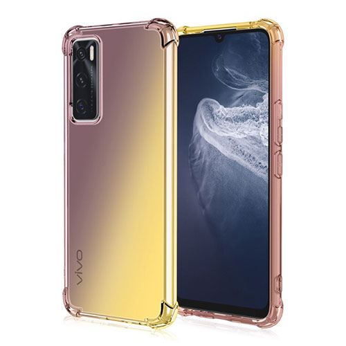 Ultra-thin Transparent Gel Gradient Soft Case Cover for Vivo Y70 (2020) Brown