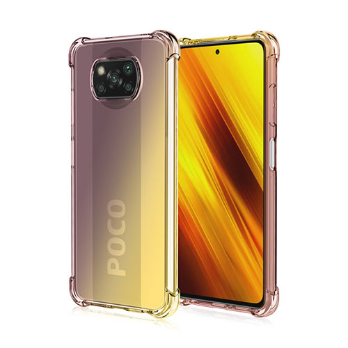 Ultra-thin Transparent Gel Gradient Soft Case Cover for Xiaomi Poco X3 Brown