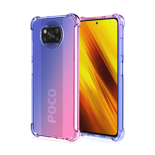 Ultra-thin Transparent Gel Gradient Soft Case Cover for Xiaomi Poco X3 NFC Blue