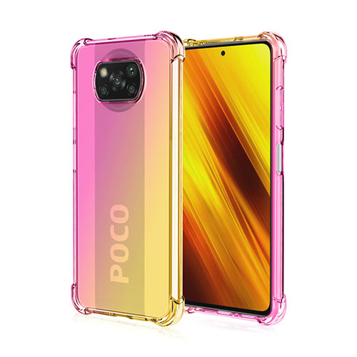 Ultra-thin Transparent Gel Gradient Soft Case Cover for Xiaomi Poco X3 Pink