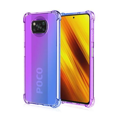 Ultra-thin Transparent Gel Gradient Soft Case Cover for Xiaomi Poco X3 Pro Purple