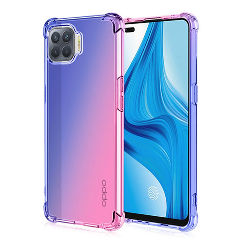 Ultra-thin Transparent Gel Gradient Soft Case Cover G01 for Oppo Reno4 Lite Blue