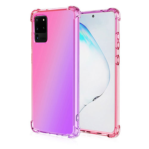 Ultra-thin Transparent Gel Gradient Soft Case Cover G01 for Samsung Galaxy S20 Ultra 5G Rose Gold