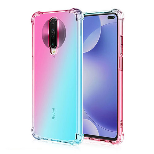 Ultra-thin Transparent Gel Gradient Soft Case Cover G01 for Xiaomi Redmi K30 4G Cyan