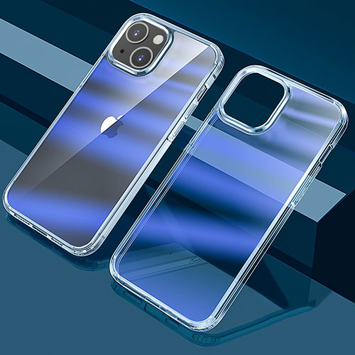 Ultra-thin Transparent Gel Gradient Soft Case Cover QC1 for Apple iPhone 14 Blue