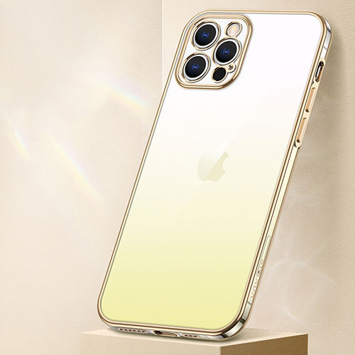 Ultra-thin Transparent Gel Gradient Soft Case Cover S01 for Apple iPhone 13 Pro Max Yellow