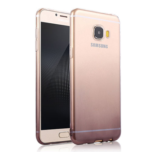 Ultra-thin Transparent Gel Gradient Soft Case for Samsung Galaxy C7 SM-C7000 Gray