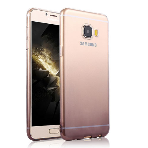Ultra-thin Transparent Gel Gradient Soft Case T04 for Samsung Galaxy C7 Pro C7010 Gray