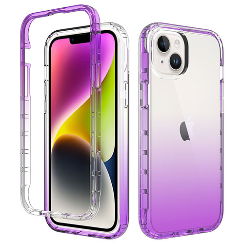 Ultra-thin Transparent Gel Gradient Soft Matte Finish Front and Back Case 360 Degrees Cover for Apple iPhone 13 Purple