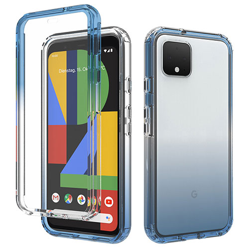 Ultra-thin Transparent Gel Gradient Soft Matte Finish Front and Back Case 360 Degrees Cover for Google Pixel 4 Blue