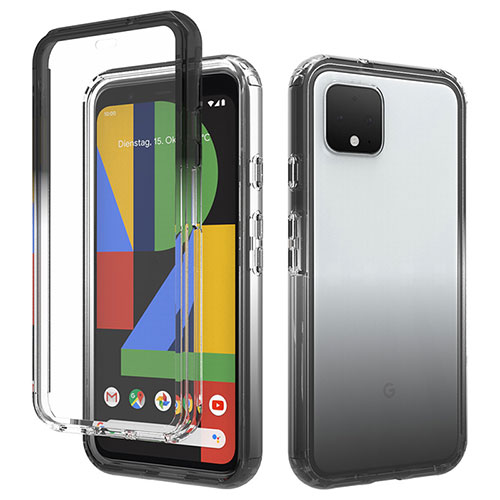 Ultra-thin Transparent Gel Gradient Soft Matte Finish Front and Back Case 360 Degrees Cover for Google Pixel 4 Dark Gray