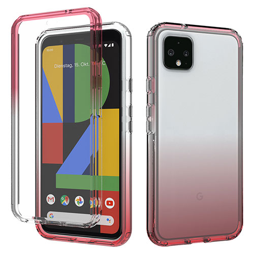 Ultra-thin Transparent Gel Gradient Soft Matte Finish Front and Back Case 360 Degrees Cover for Google Pixel 4 XL Red