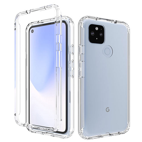 Ultra-thin Transparent Gel Gradient Soft Matte Finish Front and Back Case 360 Degrees Cover for Google Pixel 4a 5G Clear