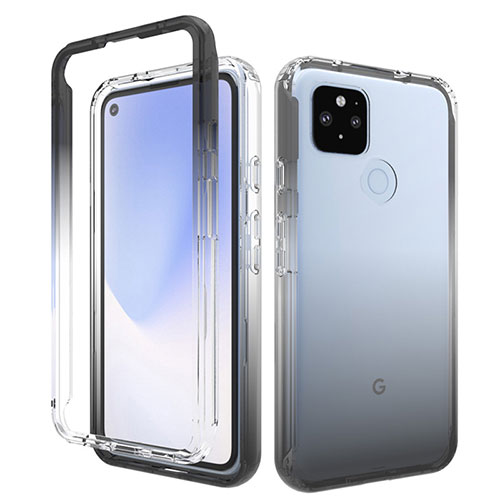 Ultra-thin Transparent Gel Gradient Soft Matte Finish Front and Back Case 360 Degrees Cover for Google Pixel 4a 5G Dark Gray