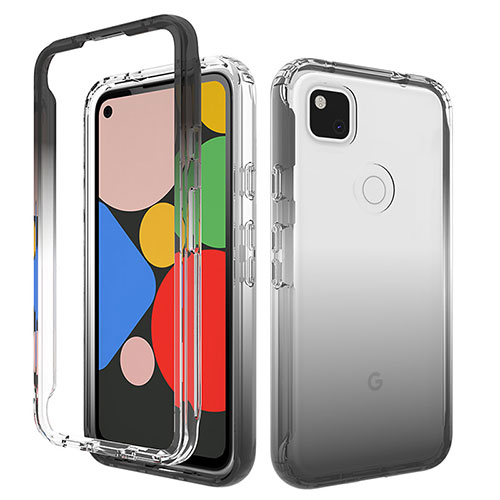 Ultra-thin Transparent Gel Gradient Soft Matte Finish Front and Back Case 360 Degrees Cover for Google Pixel 4a Dark Gray