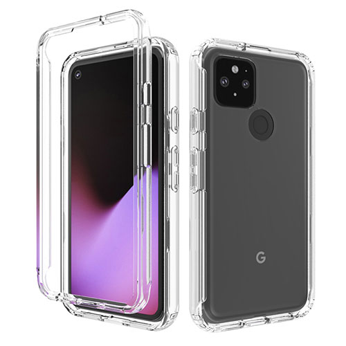 Ultra-thin Transparent Gel Gradient Soft Matte Finish Front and Back Case 360 Degrees Cover for Google Pixel 5 Clear